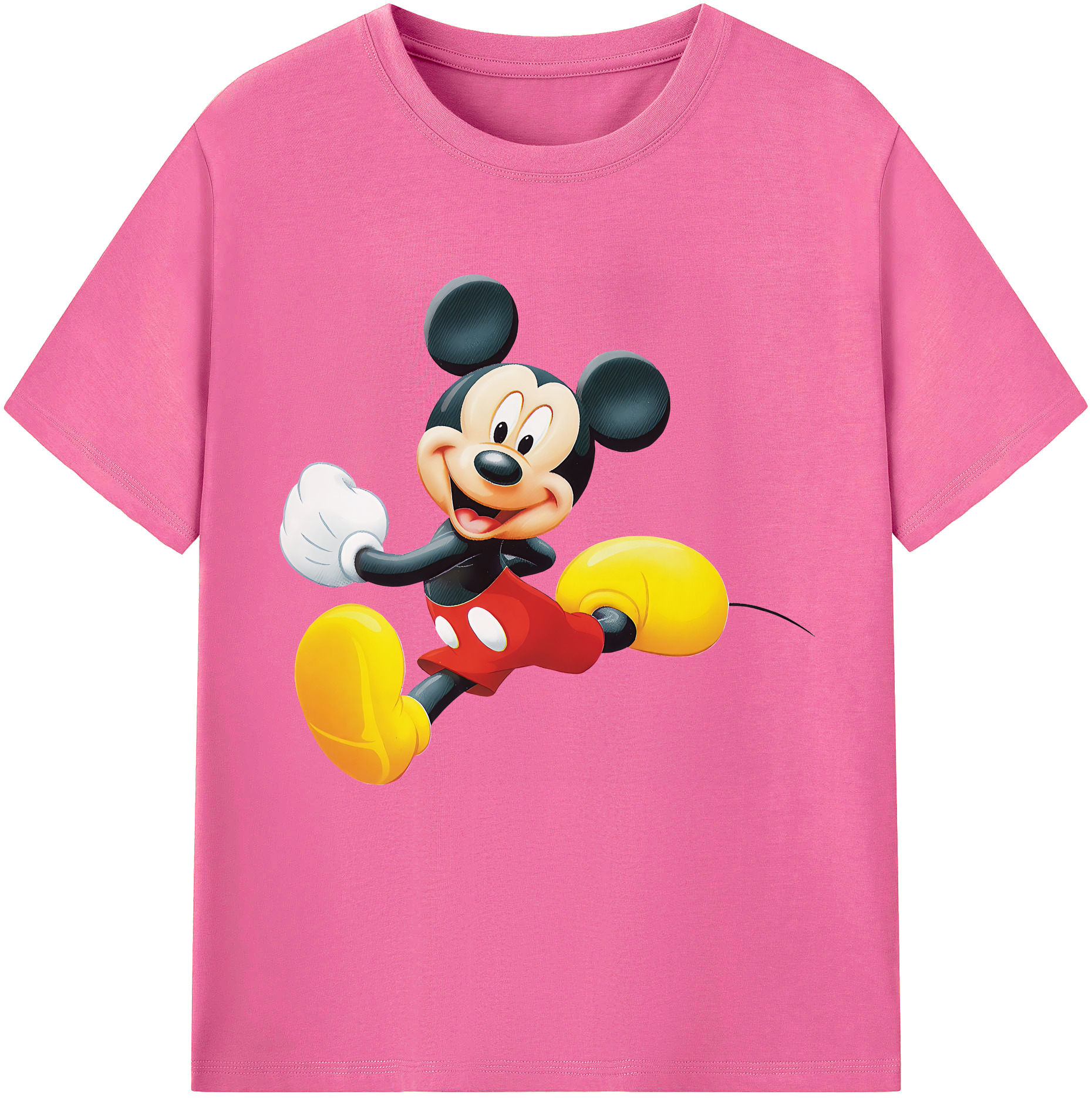 ミッキーマウス Mickey Mouse レディースカジュアルプリントTシャツ（綿100％）